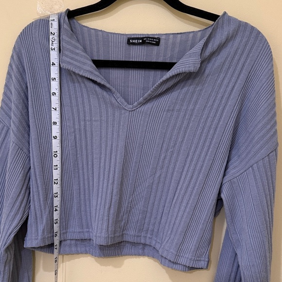 SHEIN Lavender Ribbed Long Sleeve Crop Top Size 8/10 - Picture 4 of 5